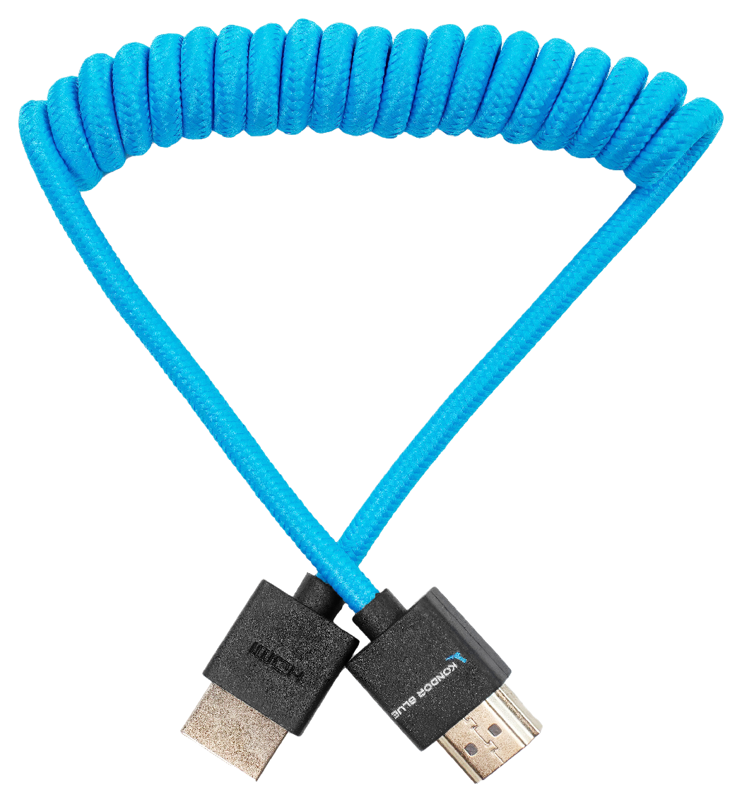 Kondor Blue Full HDMI Coiled Cable 12 To 24-Inch